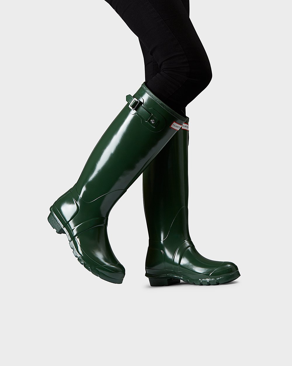 Womens Tall Rain Boots - Hunter Original Gloss (18XPARKVJ) - Green
